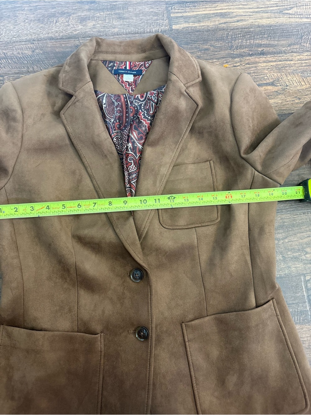 Tommy Hilfiger women's faux suede blazer Paisley Lining size 12 Like new - Picture 4 of 8